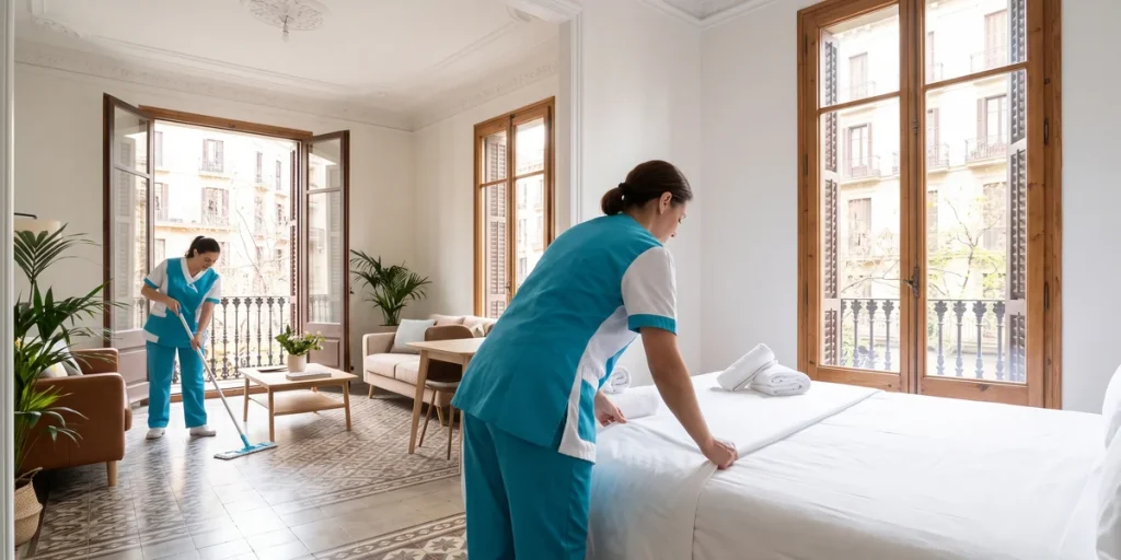 Limpieza de pisos turísticos en Barcelona con cambio de ropa de cama